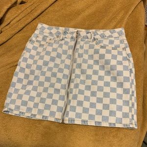 Checkered Blue and White Skirt